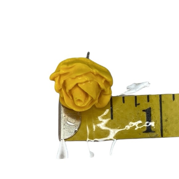 Yellow Rose Floral Stud Earrings - Picture 15 of 17